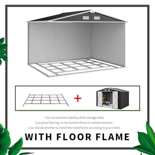 Aoxun 6.2x4 FT Shed Outdoor Storage Shed Metal Garden Shed with Lockable Doors & Slooping Roof Tool Shed Bike Shed for Backyard, Patio