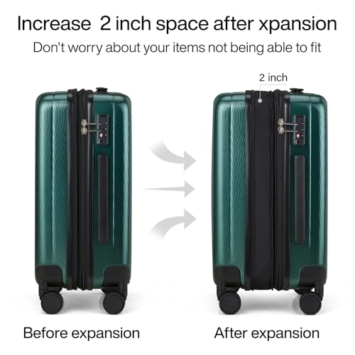 Hanke 29 Inch Luggage Suitcases With Spinner Wheels Lightweight PC hardside Rolling Suitcase With Travel Lock, Checked-Large 29-Inch(Blackish Green)