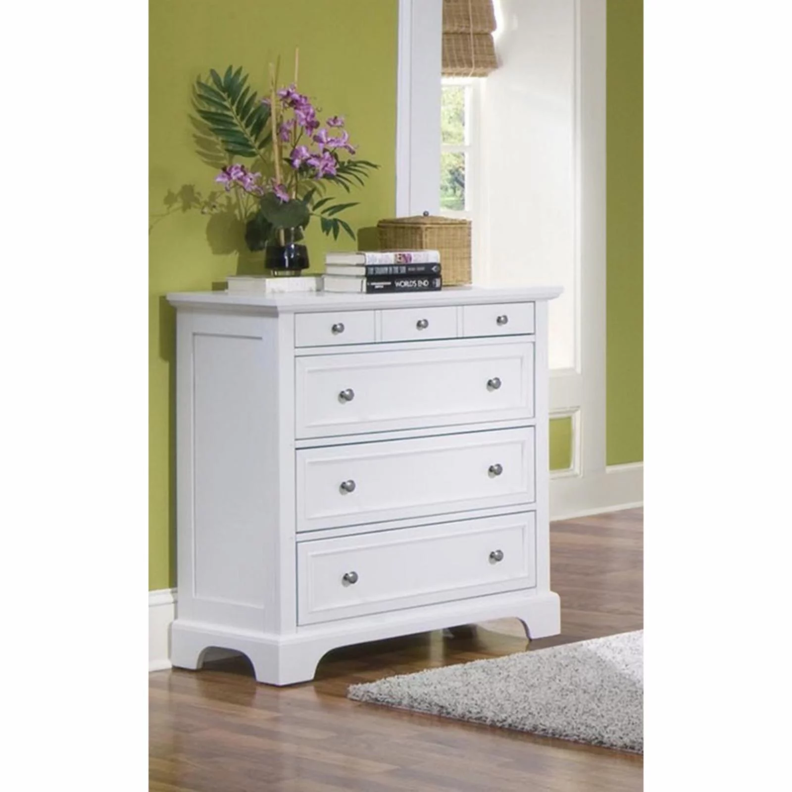 Homestyles Naples Wood Chest in Off White