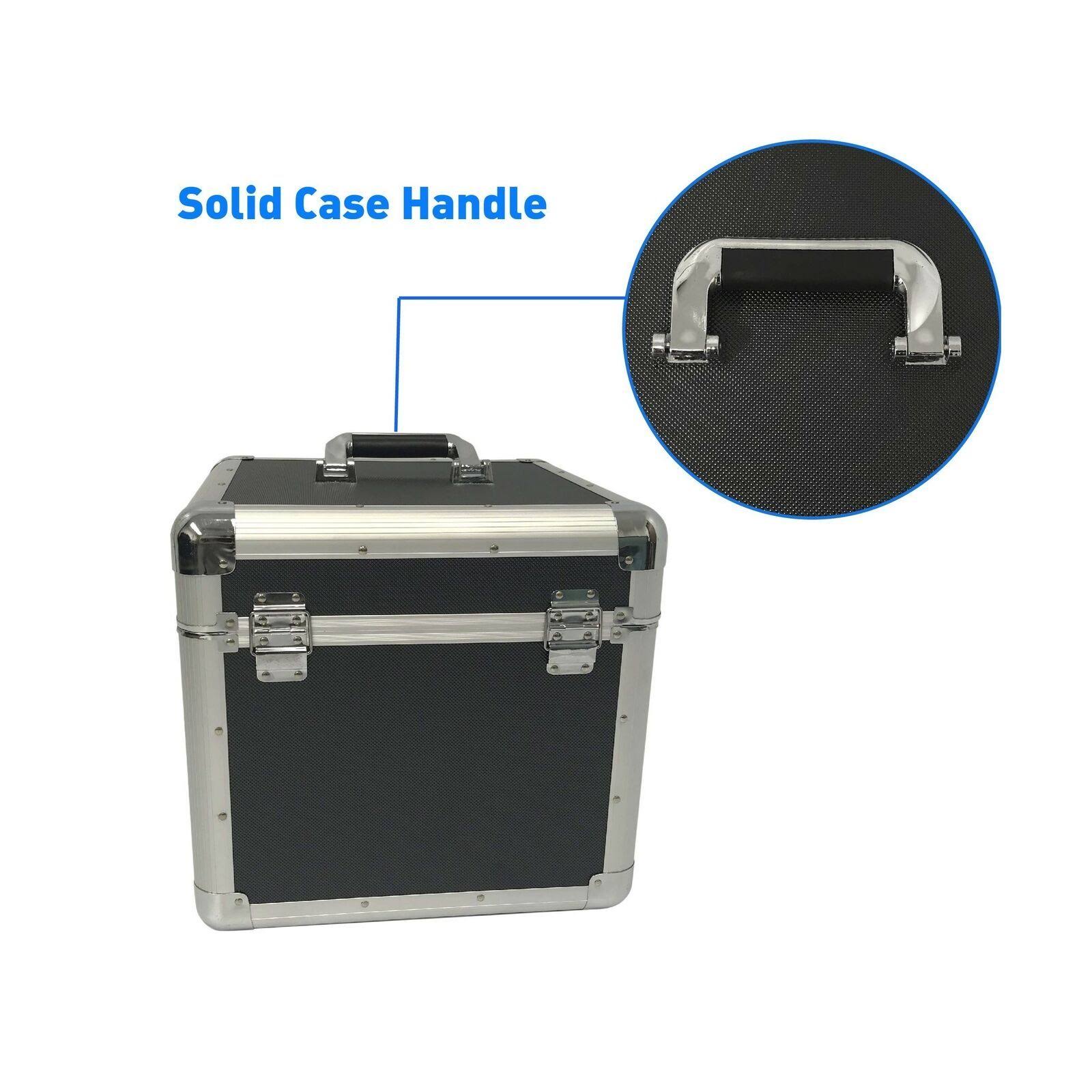 EasyGo Products Classic Acts Vinyl Record Album Storage Case - Aluminum LP Record Player Crates for Records (Holds 75 Records)