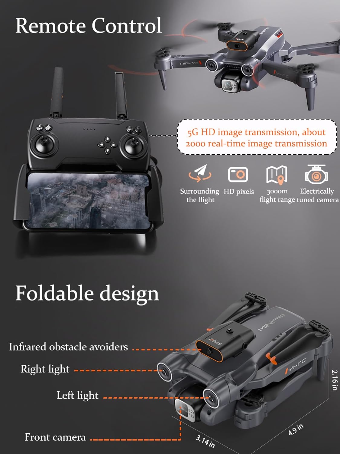 Drone with Camera for Adults Kids, 1080P HD FPV Camera Drones, 90° Adjustable Lens, Gestures Selfie, One Key Start, 360° Flips, 2 Batteries