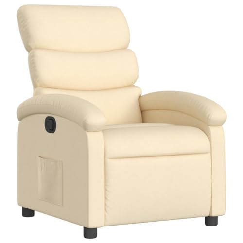 Recliner Chair Cream Fabric,Cozy Recliner Chair with Manual Adjustment & Comfortable Fabric Upholstery Living Room Furniture, Chaise Lounges