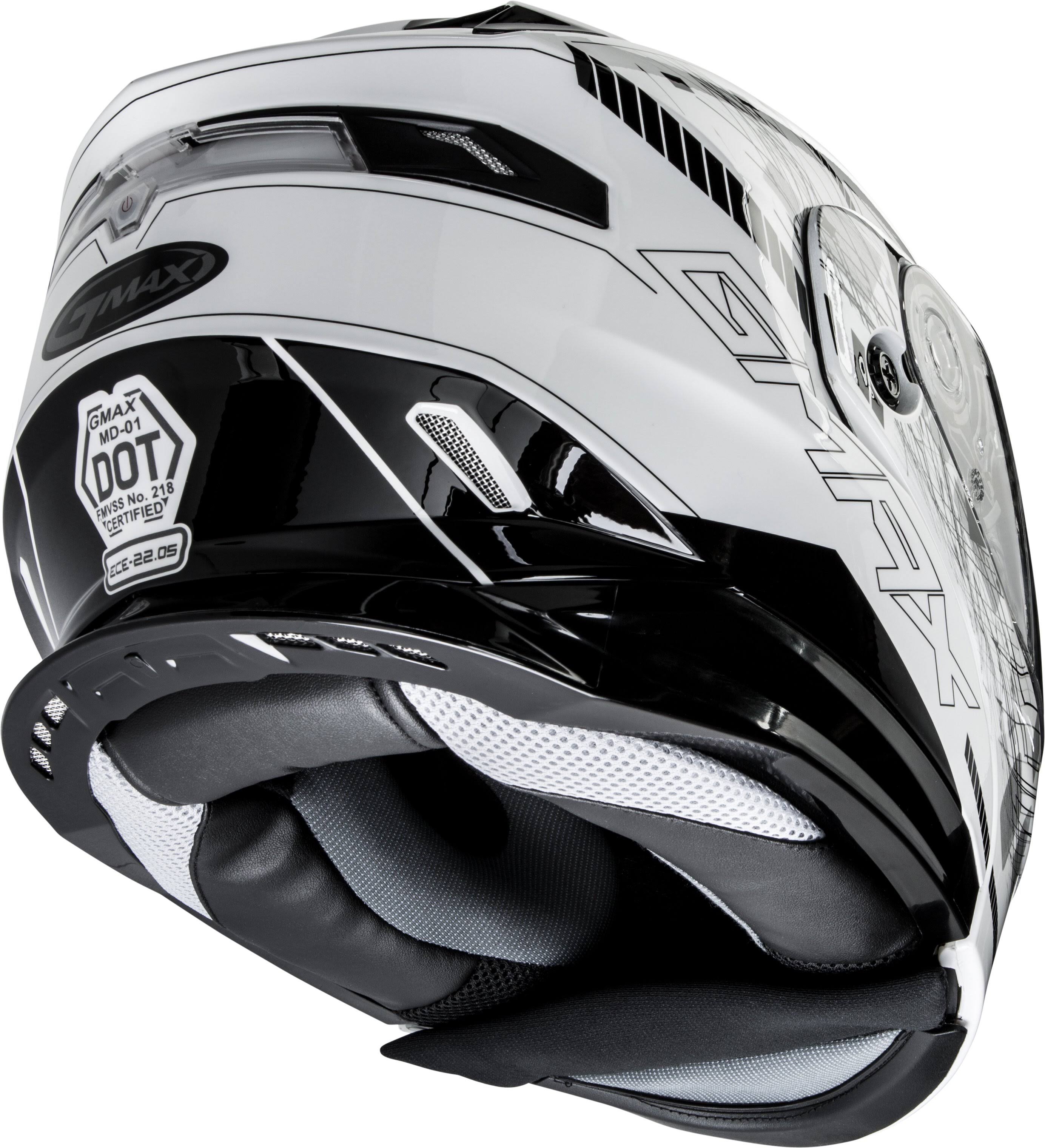 GMAX MD-01S Wired Modular Helmet - Black/White - Large