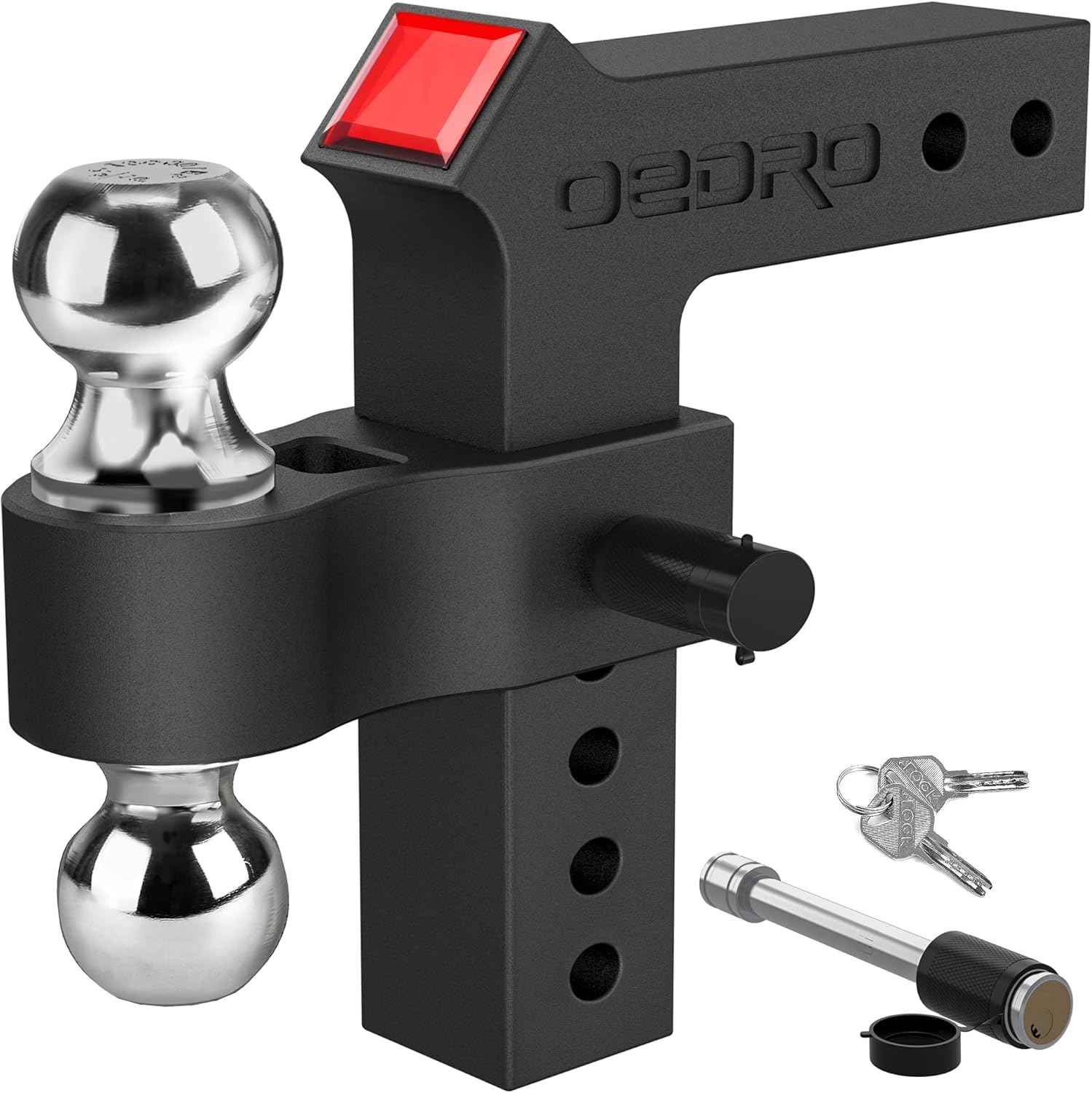 OEDRO Adjustable Trailer Hitch Ball Mount Fits 2-Inch Receiver, 8-Inch Drop/Rise w/Forged Aluminum Shank