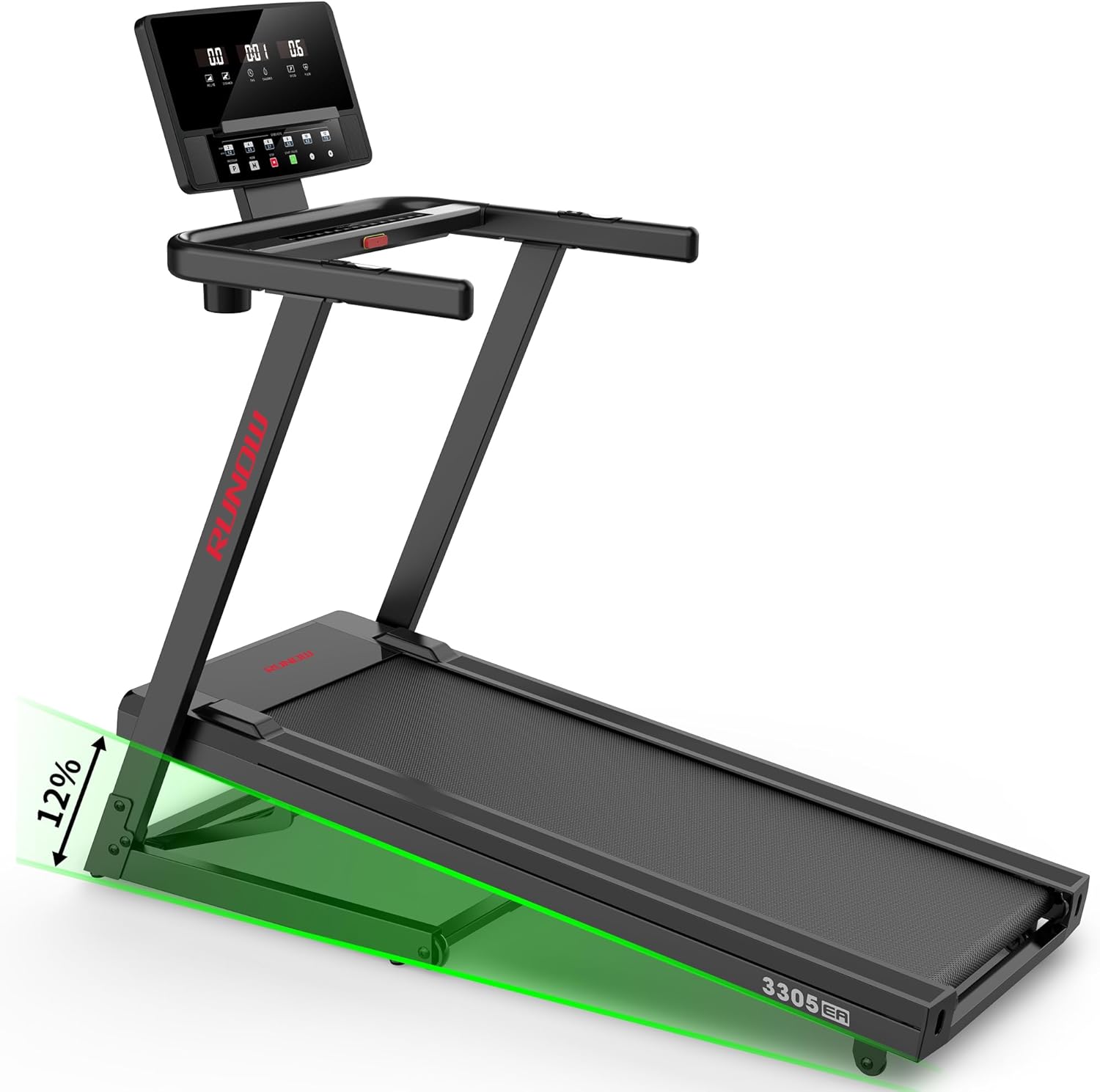 RUNOW Treadmills for Home with 0-12% Auto Incline, Folding Treadmill Perfect for Walking and Running