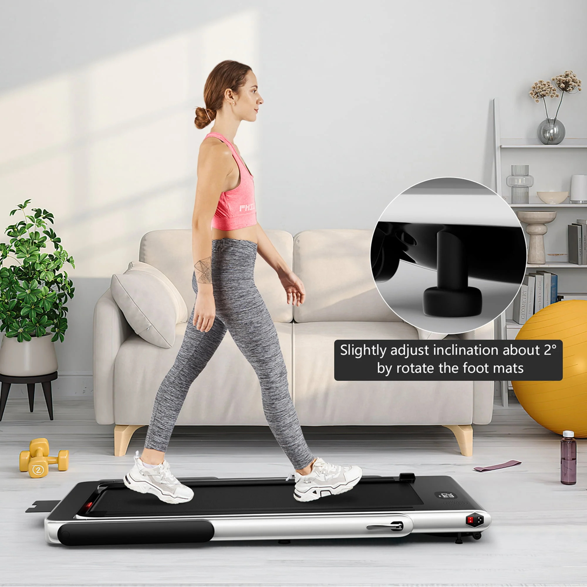 SuperFit Up To 7.5MPH 2.25HP 2 in 1 Single Display Screen Folding Treadmill W/ APP Control Speaker Remote Control Blue
