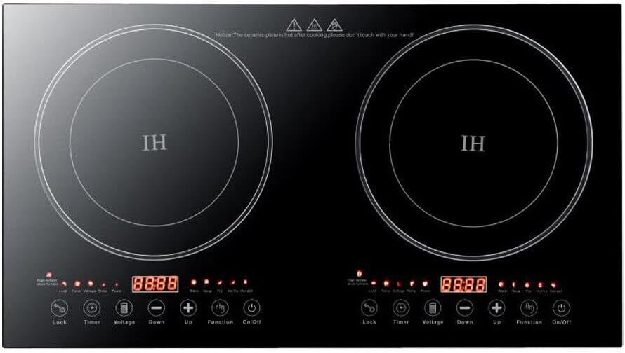 Double Induction Cooktop Burner,Electric Cooktop 26.77 Inch Electric Stove 110V 2400W 8 Power Levels w/Timer