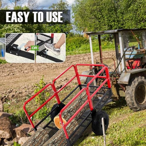ATV Trailer Garden Dump Cart Tow Behind, 1500 LBS 22 Cubic Feet Heavy Duty Steel ATV Trailer Dump Cart, Pull Behind Yard Wagon Cart with 2 Wheels