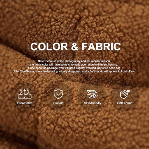 Bean Bag Chairs for Adults Giant Bean Bag Chair Memory Foam BeanBag Chair Big Bean Bag Sofa with Filler Faux Fur Fireside Beanbags Lazy Sofa for