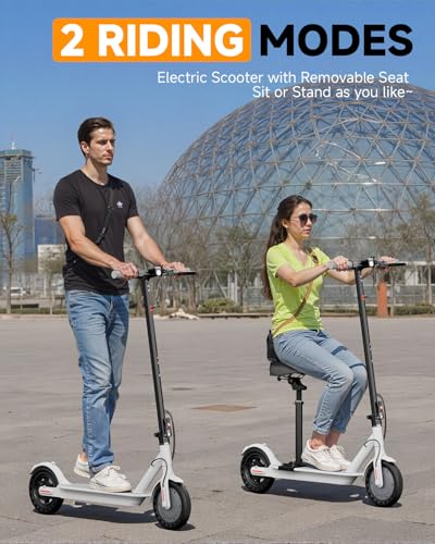 Electric Scooter with Seat, Adults Electric Scooter, Up to 16 Mph, 8.5'' Tire, 350W Motor, E-Scooter with Double Braking Systems for Adults and Teens