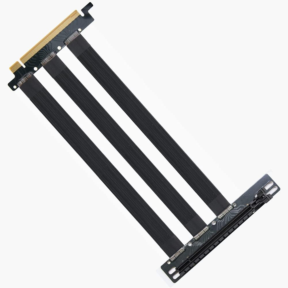Qingsea Pcie Riser Extension Cable PCI-E 4.0 x 16 Vertical GPU Mount Cable High Speed PCI Express Riser Card 90 Degree for Computer Riser Cable(25CM)