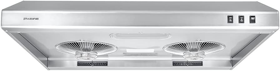 PACIFIC 30'' Economy Under Cabinet Range Hood, Stainless Steel, CFM550, 2-speed settings, rocker switch, Filter-less design