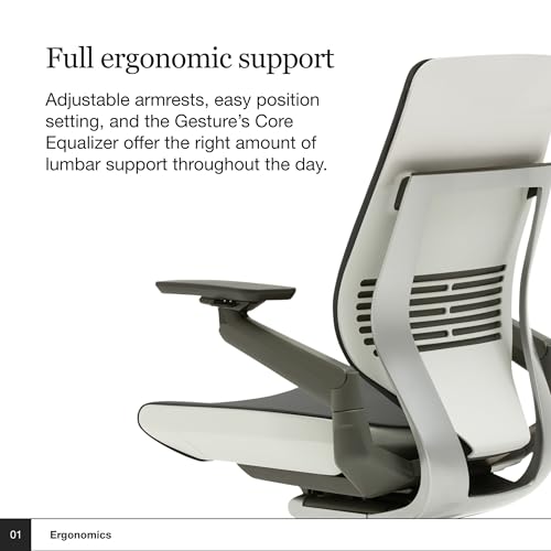 Steelcase Gesture Office Chair - Ergonomic Work Chair with Wheels for Carpet - Comfortable - Intuitive-to-Adjust for Desk - 360-Degree Arms