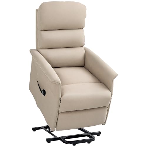 HOMCOM Power Lift Recliner Chair for Elderly, Easy Assembly, Fabric Lift Chair for Adults, Recliner Sofa with Remote Control