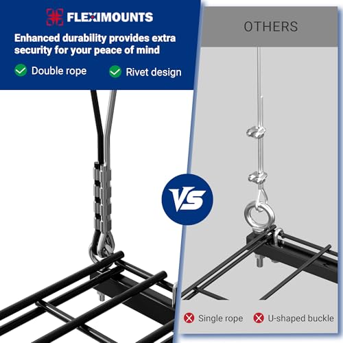 FLEXIMOUNTS Overhead Garage Storage Rack, 4x4 Ft Heavy-Duty Garage Ceiling Storage Racks, Adjustable Organization System with 71'' L Axle