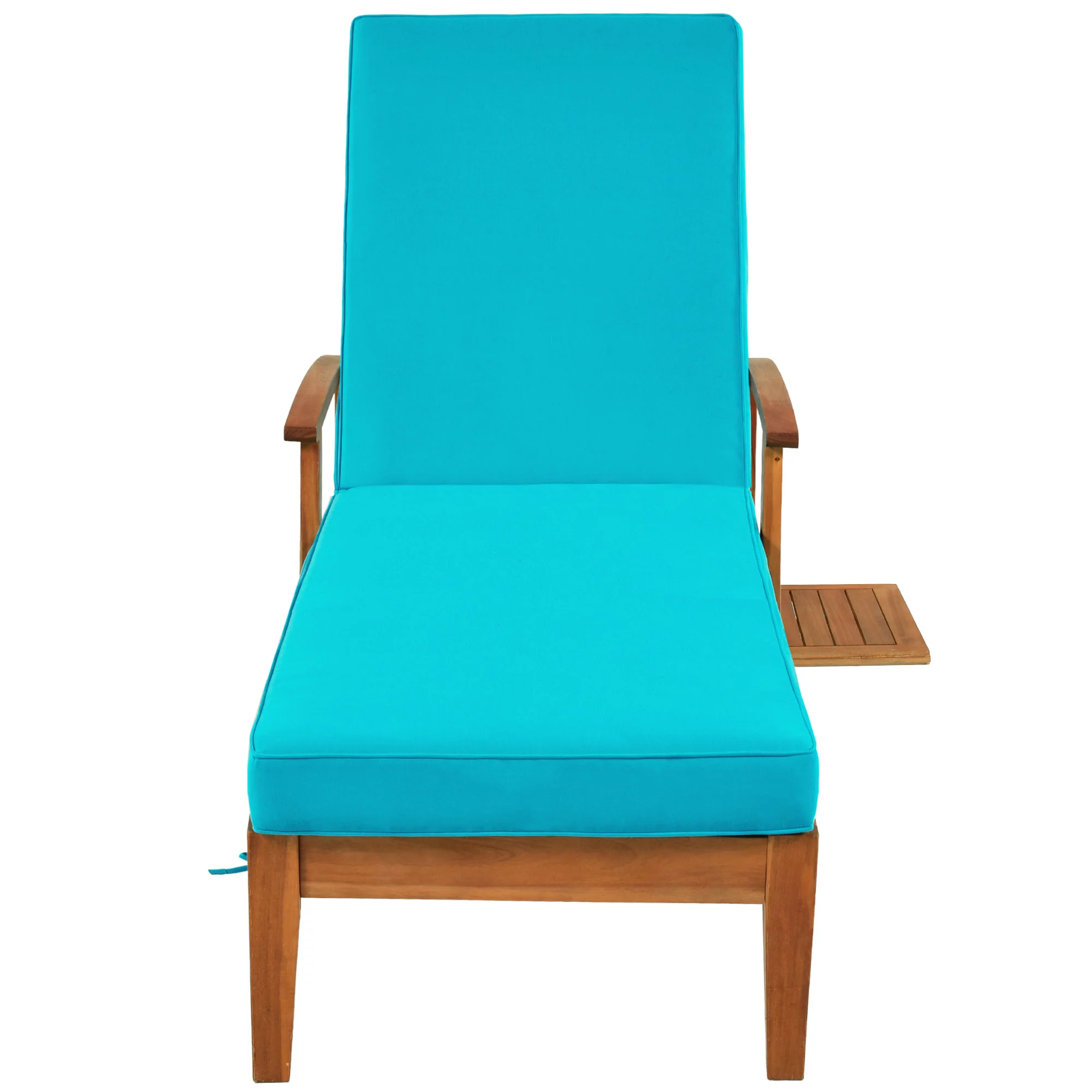LYPER Outdoor Solid Wood 78.8" Chaise Lounge Patio Reclining Daybed with Cushion, Wheels and Sliding Cup Table for Backyard, Garden, Poolside