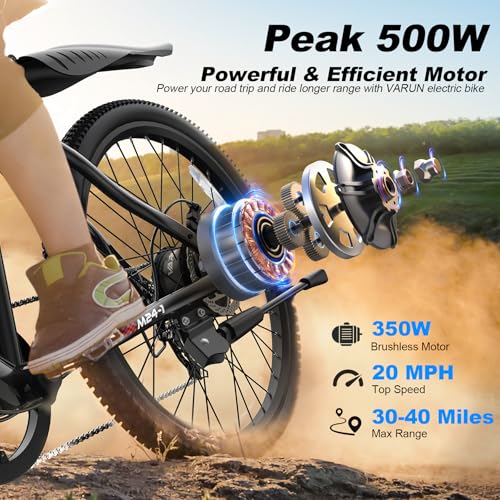 VARUN Electric Bike - Ebikes for Adults Peak 500W /750W 20MPH Commuter Ebike with 36V/48V 7.8AH Removable Battery, 24''
