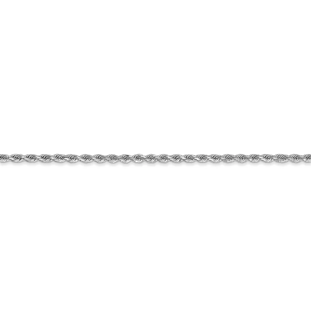 Real 10kt White Gold 1.75mm Diamond-cut Rope Chain; 30 inch; Lobster Clasp; for Adults and Teens; for Women and Men