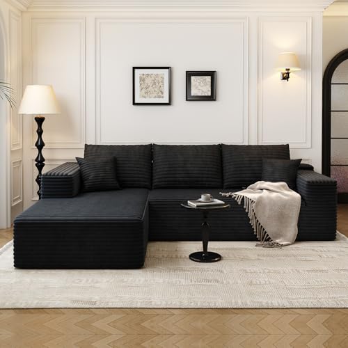 107.5" Cloud Modular Sectional Sofa with 1 Ottoman,Modern Minimalist Upholstered Couches, Comfort U Shaped Sofa for Living Room