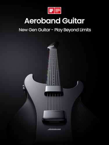 AeroBand Guitar Smart Guitar With Silicone Strings, Travel Silent Guitar With Detachable Fretboard, Headphone Jack, Built-in Speaker and Drum system