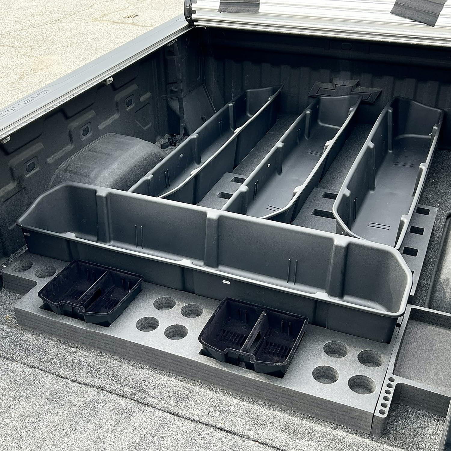 Red Hound Auto Complete Truck Bed Storage System Cargo Organizer Compatible with Chevrolet/GMC Silverado/Sierra 1500 2019-2023 4 Giant Weatherproof