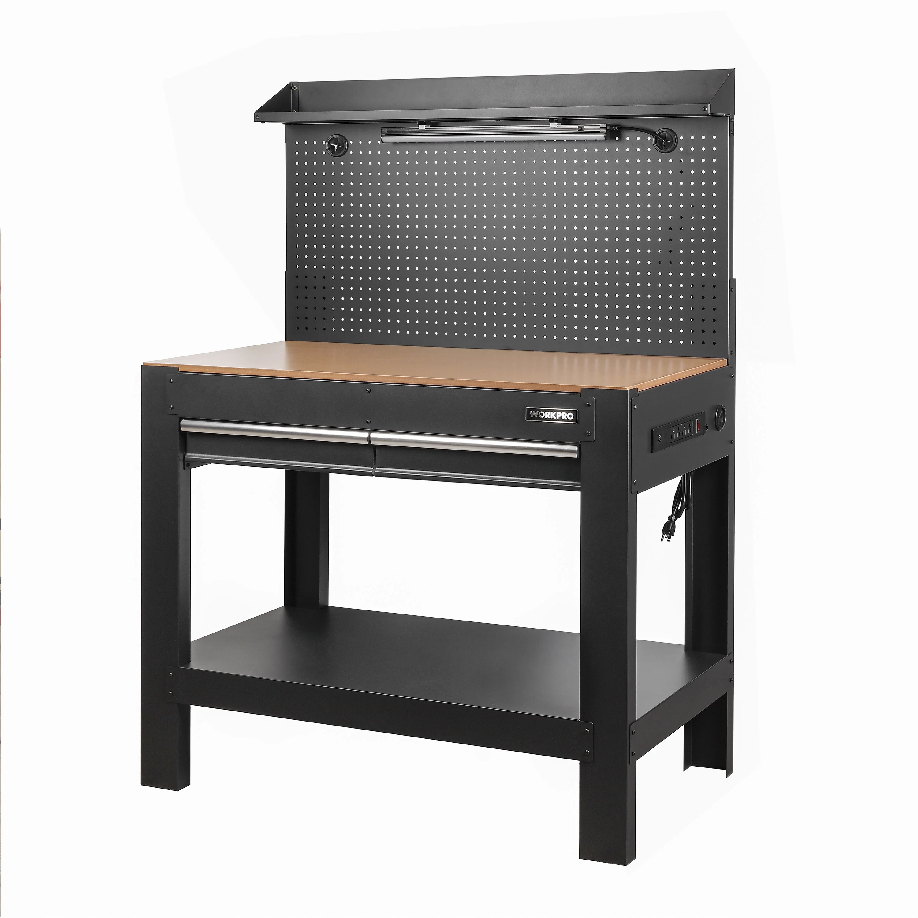Workpro 45-in Multipurpose Workbench with LED Light & Power Strip, Steel
