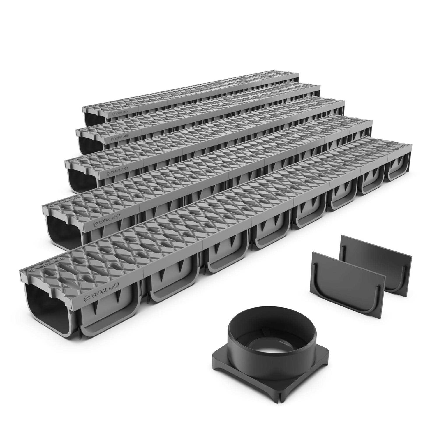Vodaland 4 Inch Trench Drain System with Grate - Shop Hardware Tools Online Store