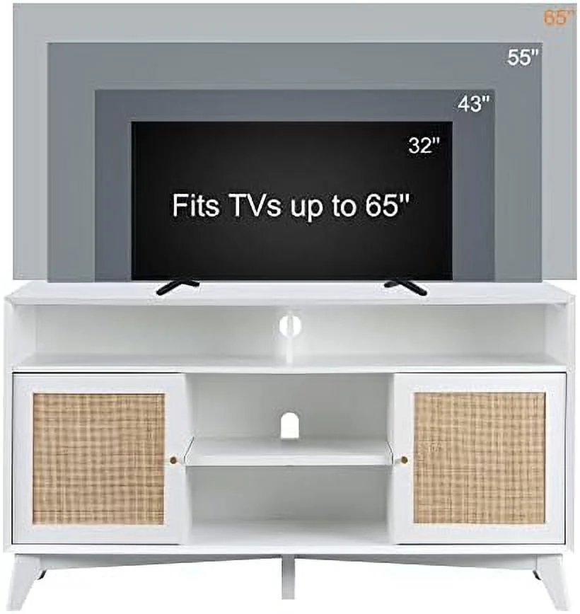 TJUNBOLIFE TV Stand for 65+ Inch TV  Mid Century Modern Media TV Console  32''