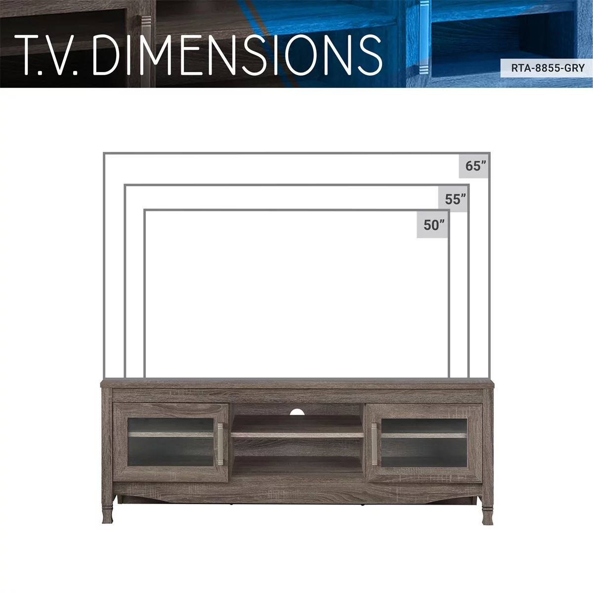 TV Stands up to 60 Inches, Farmhouse Entertainment Center with 2 Doors, Media Console Table Storage Cabinet for Living Room Bedroom, Grey Driftwood