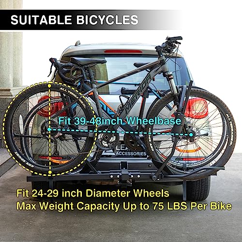 Leader Accessories 2-Bike Platform Style Hitch Mount Bike Rack, Tray Style Bicycle Carrier Racks Foldable Rack for Cars, Trucks