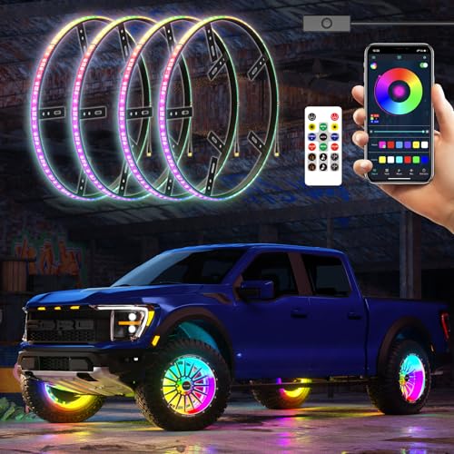 SUNPIE Wheel Lights for Truck - Universal 14.5’’ RGB Rim Light for Car/SUV