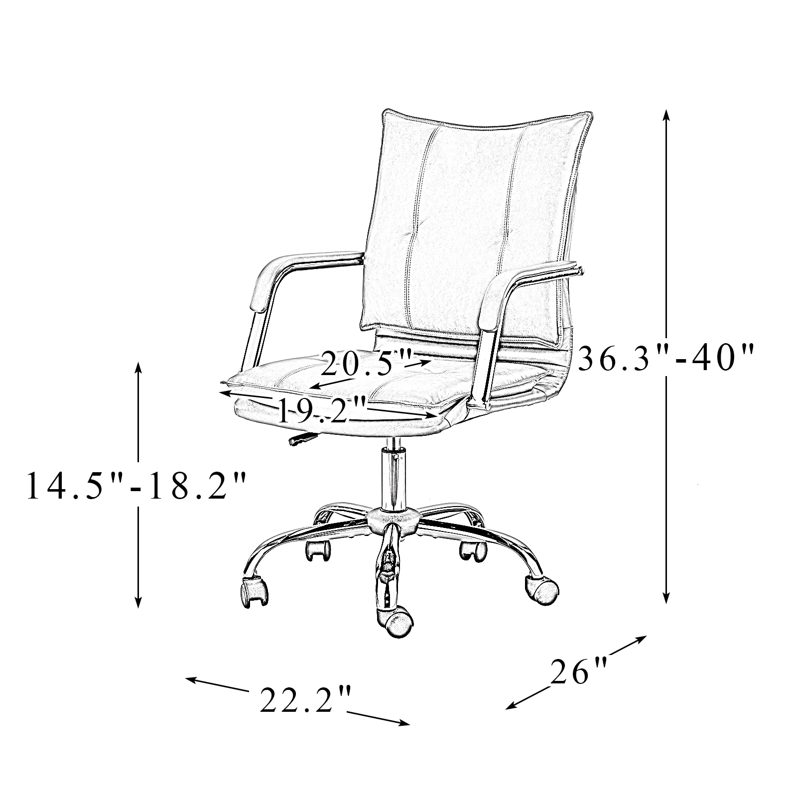 Modern Vegan Leather Home Office Task Chair with Tufted Mid Back  Armrest Swivel Adjustable Study Room Workstation Camel