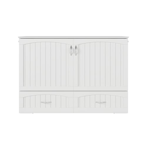 AFI Southampton Queen Murphy Bed Chest with Mattress, Storage, and Built-in Charger in Grey