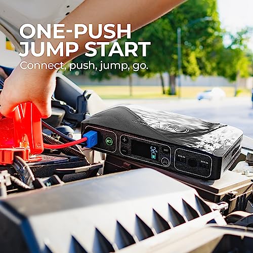 Halo Automotive Bolt Air 58830 mWh Portable Emergency Power Kit with Tire Pump, 4 Interchangeable Air Nozzles, Extra Accessory Kit, Car Jump Starter