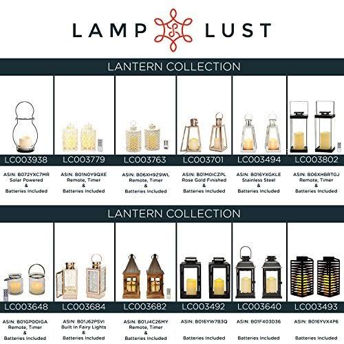 Lamplust Outdoor Flameless Black Candle Lanterns, Glass Paneled, 11x22 Height, Warm White