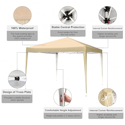 COBIZI 10x10 Pop up Canopy Tent Protable Canopy Tent with 4 Sidewalls Waterproof Commercial Instant Shelter for Parties, Wedding