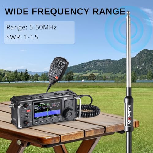Radioddity HF-009 Portable HF Antenna, 5-50MHz Quick-Tuning Vertical Antenna, SWR 1.0-1.5, Compatible with Xiegu G90/X6100/X6200