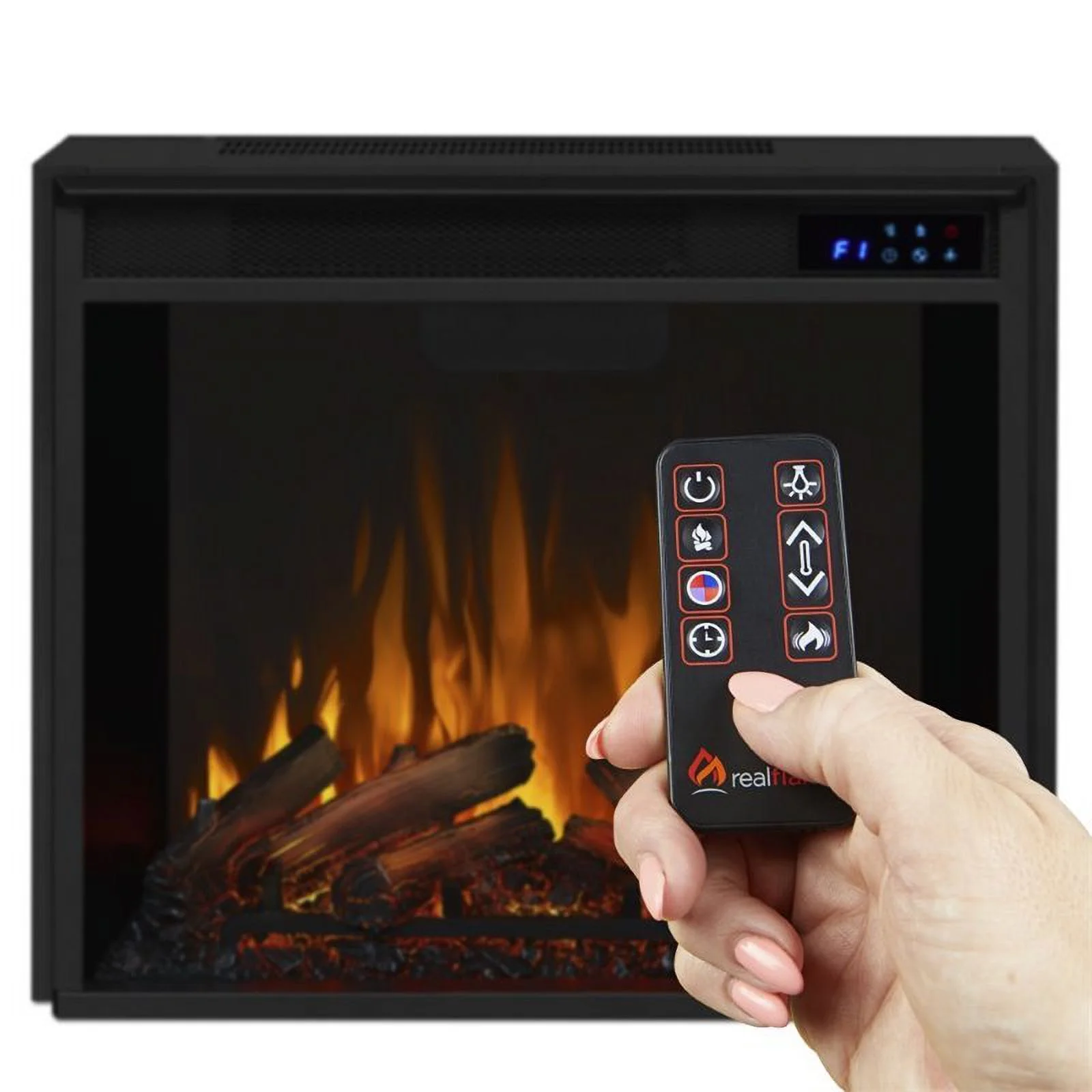 Real Flame Churchill Electric Corner Fireplace in Oak