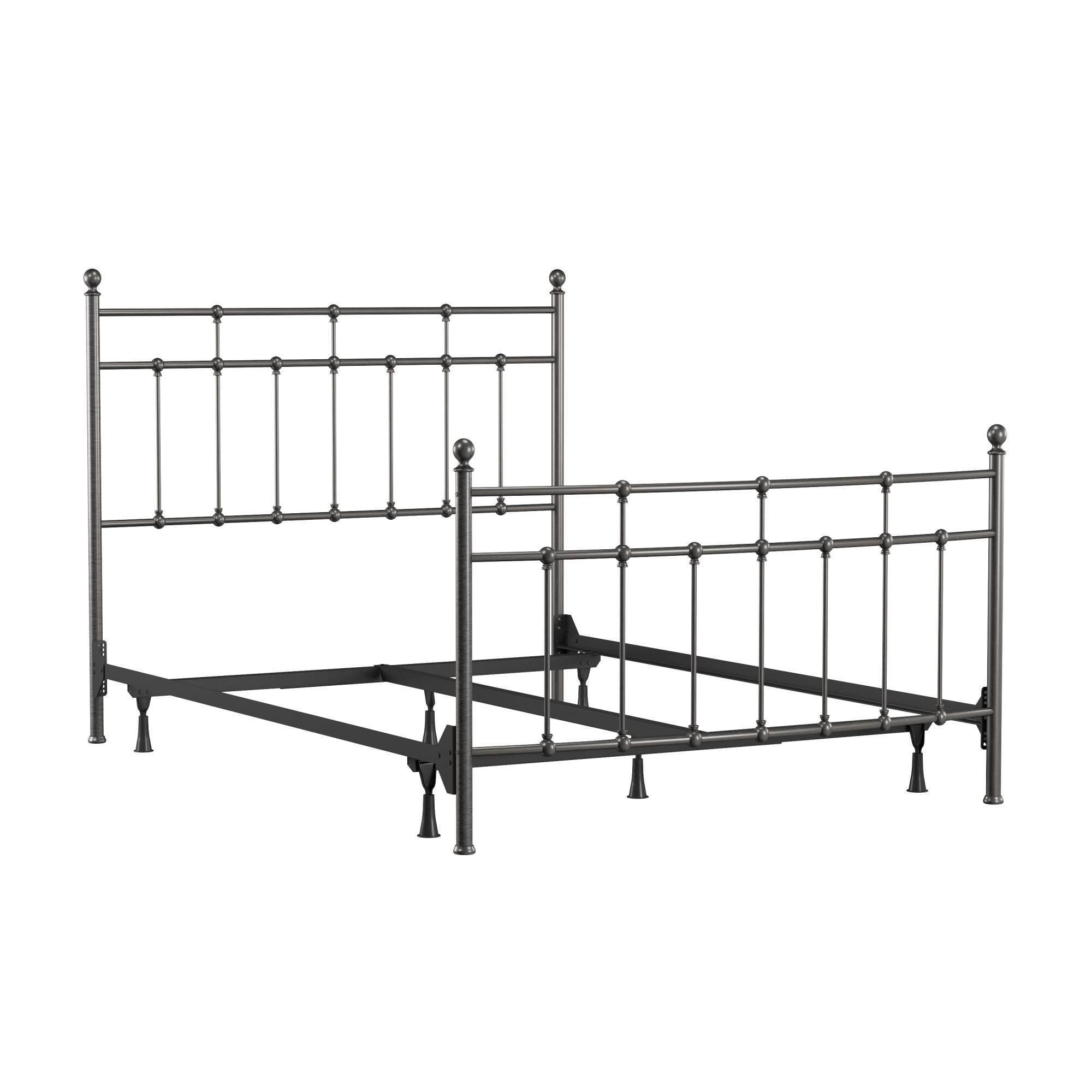 Queen Providence Metal Bed with Spindle and Casting Design Aged Pewter - Hillsdale Furniture