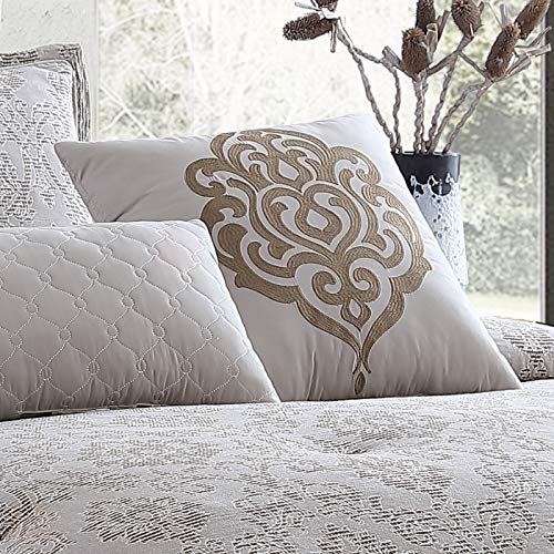 Riverbrook Home 100% Polyester Comforter Set, Queen, Hillcrest - Ivory/Gold, 9 Piece Set