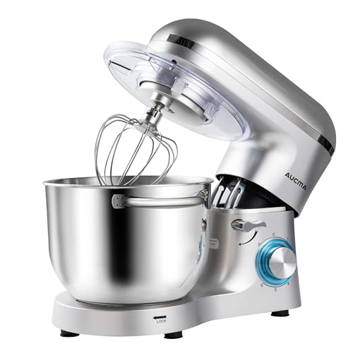 Aucma Stand Mixer,6.5-QT 660W 6-Speed Tilt-Head Food Mixer, Kitchen Electric Mixer with Dough Hook, Wire Whip & Beater (6.5QT, Black)