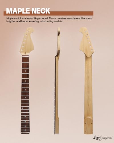 Leo Jaymz DIY Single Cut Electric Guitar Kits with Mahogany Body and Neck - Rosewood Fingerboard and All Components Included (LP Hollow)