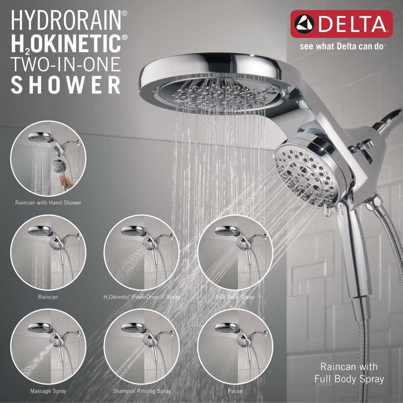 Delta 58680-25 Hydrorain Universal Showering 2.5 GPM Multi Function Shower Head, Bronze