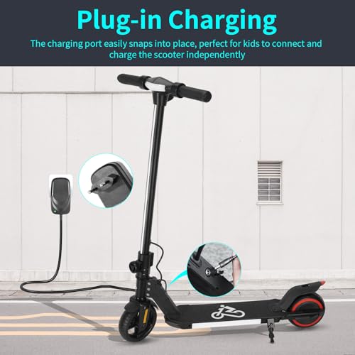 Electric Scooter for Kids Ages 6-12, Equipped with 130W Motor, LCD Display, Foldable Design, LED Color Lights, Rear Motor Brake System