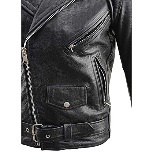 Milwaukee Leather LKM1781 Men's The Legend Classic Police Style Black Leather Motorcycle Jacket w/Quilted Liner