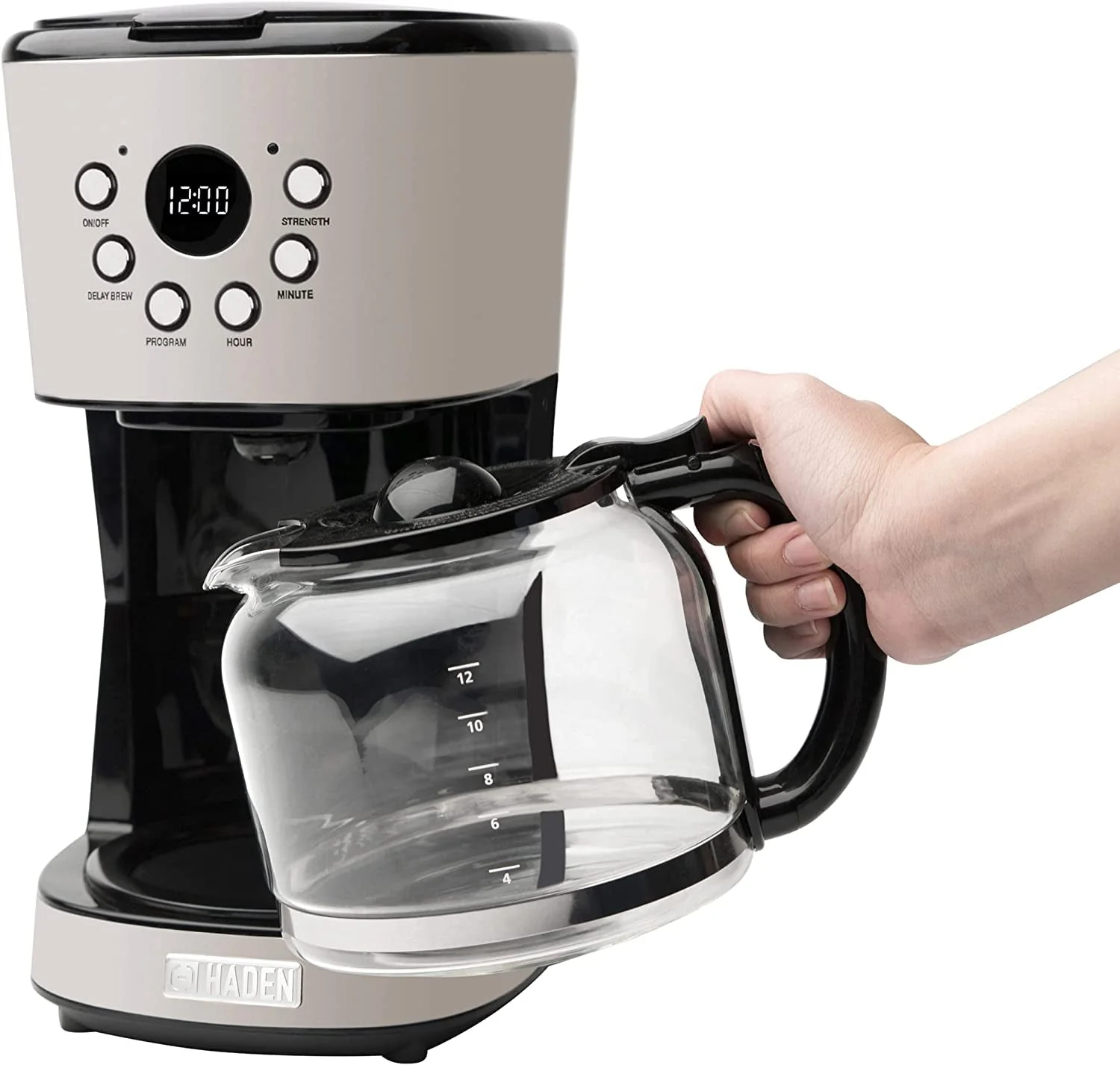 HADEN 75032 Heritage Innovative 12 Cup Capacity Programmable Vintage Retro Home Countertop Coffee Maker Machine with Glass Carafe  Turquoise Blue