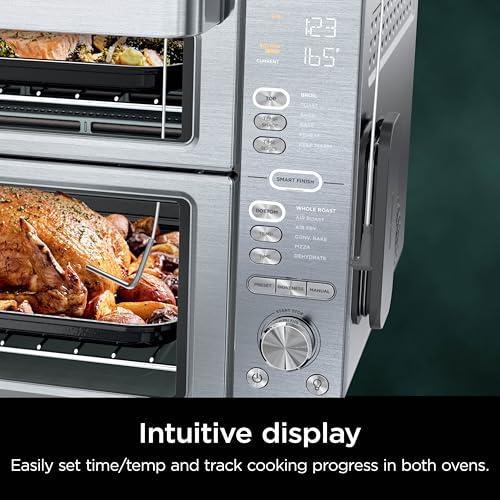 Ninja DCT451 12-in-1 Smart Double Oven with FlexDoor, Thermometer, FlavorSeal, Smart Finish, Rapid Top Convection and Air Fry Bottom , Stainless Steel
