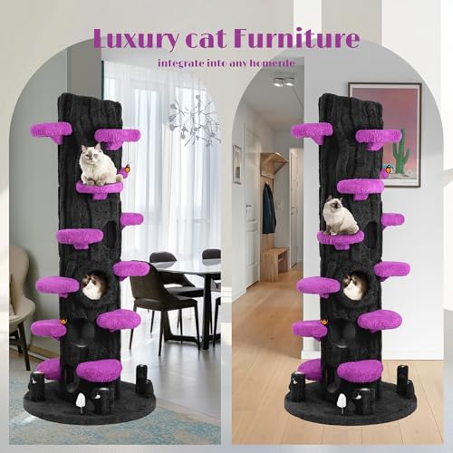 Super Large Cat Tree for Indoor Cats, All-in-One Tall Cats Tower with Scratching Post