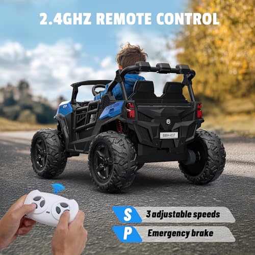 24V 2 Seater Ride on Car Truck, 4x200W, EVA Tires, 4WD/2WD, Rainbow Lights, Remote Control, Shock Absorbers, Bluetooth