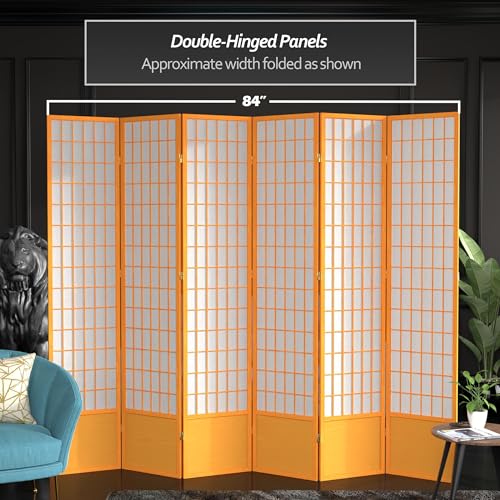 Red Lantern 7 ft. Tall Window Pane Shoji Screen-White-3 Panels Room Divider